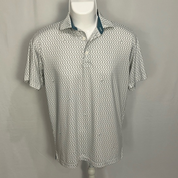 Puma Men's White Polo with Teal Collar Accents - Picture 4 of 12